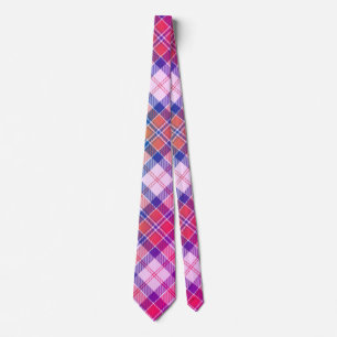 Gravata Xadrez Diagonal Moderno - Vermelho, Branco e Azul