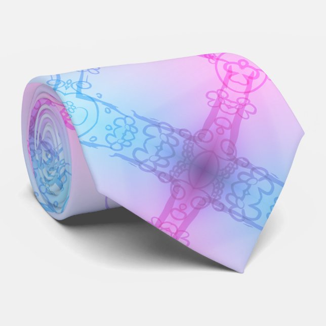 Gravata Xadrez do Orgulho Trans do Pastel Azul Neon Elétri (Rolled)