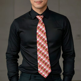 Gravata Xadrez Elegante Dourado e Vermelho