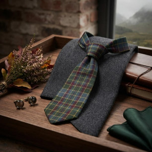Gravata Xadrez Elegante Outono Highland Mist