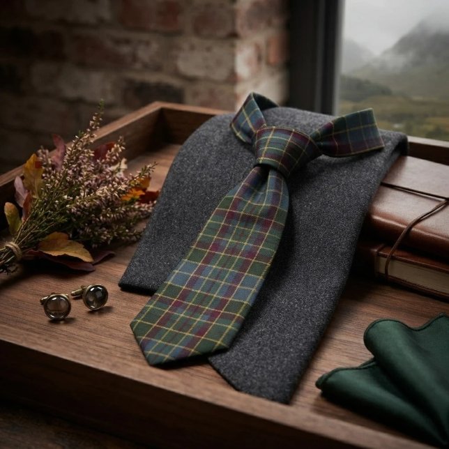Gravata Xadrez Elegante Outono Highland Mist  (Criador carregado)