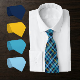 Gravata Xadrez em Azul Marinho, Azul Real, Azul Céu, Água,