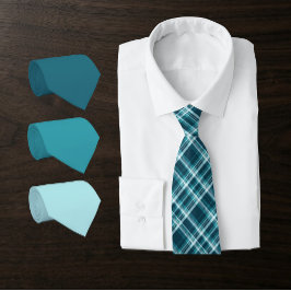 Gravata Xadrez em Azul-Teal Petrolífero, Teal Oceânico, Ág