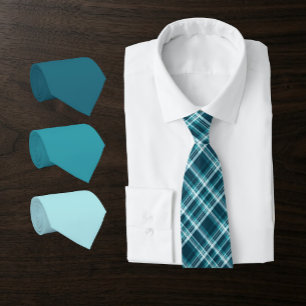 Gravata Xadrez em Azul-Teal Petrolífero, Teal Oceânico, Ág