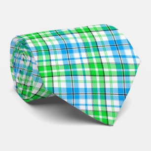Gravata Xadrez Escocês Azul e Verde Branco