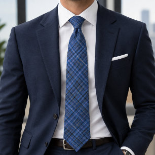 Gravata Xadrez Escocês Azul Real Clássico