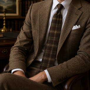 Gravata Xadrez Escocês Marrom Verde Tartan Heritage