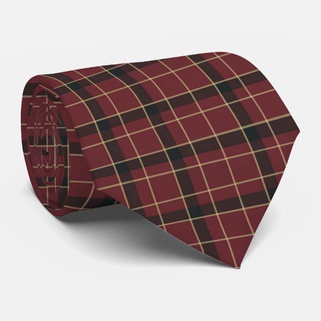 Gravata Xadrez Escocês Tártaro Clássico de Natal Borgonha (Rolled)