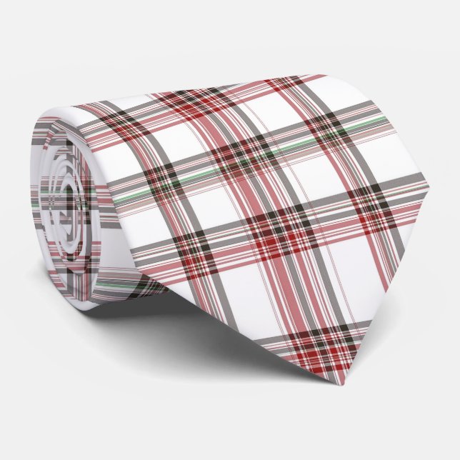 Gravata Xadrez Escocês Vermelho e Verde Clássico de Natal (Rolled)