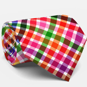 Gravata Xadrez Flanel Multicolor Tartan Em Branco