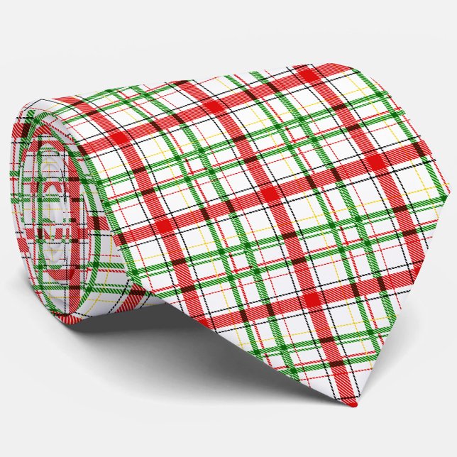 Gravata Xadrez Flannel de Natal - Design Tartan - Branco (Criador carregado)