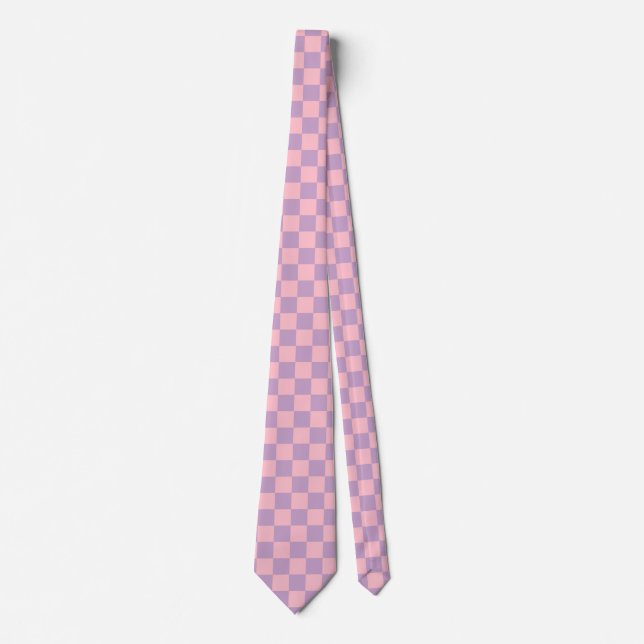Gravata Xadrez Lilás e Rosa (Frente)