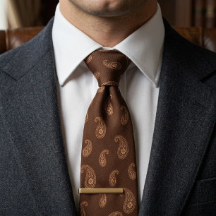 Gravata Xadrez Marrom Chocolate Tonal Paisley