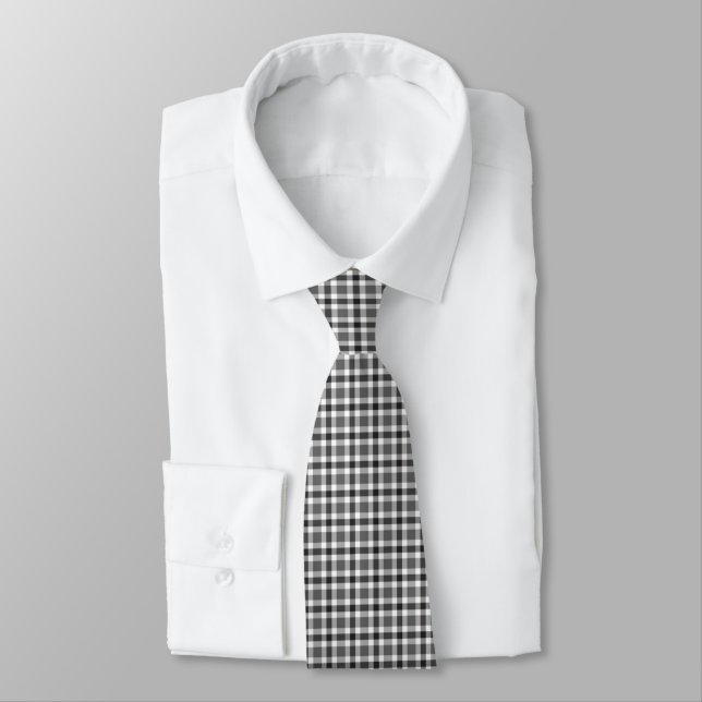 Gravata Xadrez Preta e Branca Masculina (Amarrado)