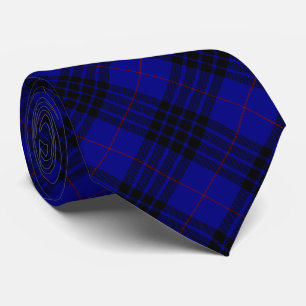 Gravata Xadrez preto azul tartan MacKay