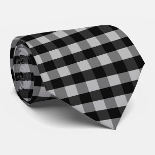 Gravata Xadrez Preto Branco Cinza