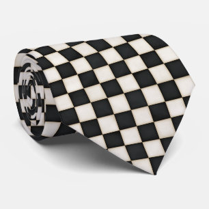 Gravata Xadrez Preto e Branco Antigo