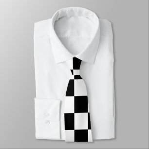 Gravata Xadrez Preto e Branco Grande