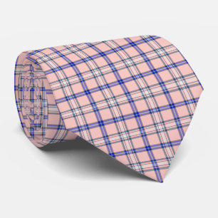 Gravata Xadrez Rosa Azul Padrão Clássico Retro