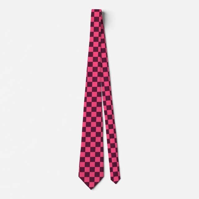 Gravata Xadrez Roxo e Rosa (Frente)