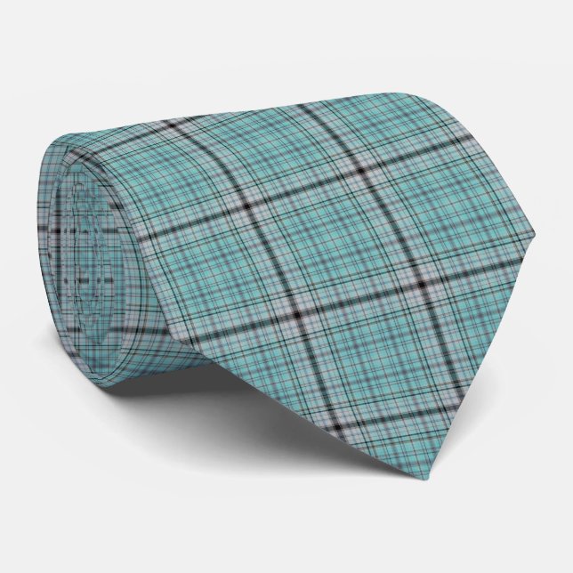 Gravata Xadrez Teal Green Aqua Blue Tartan (Rolled)