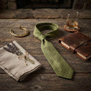 Gravata Xadrez Verde Marrom com Bolinhas Foulard