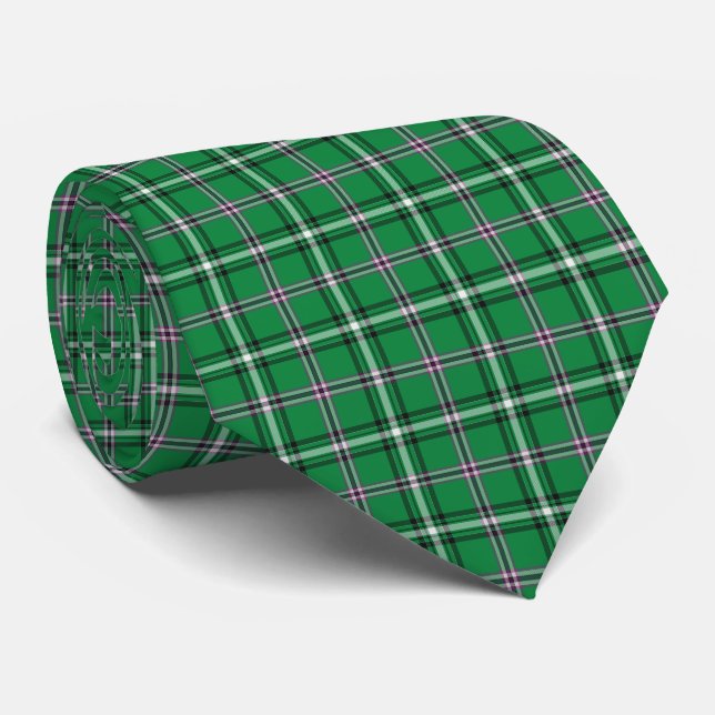Gravata Xadrez Verde Preta e Branca de Gola Clássi (Rolled)