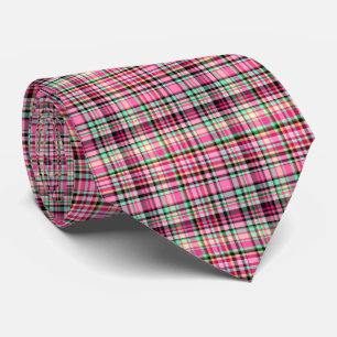 Gravata Xadrez verde rosa, preto e branco, Slipper