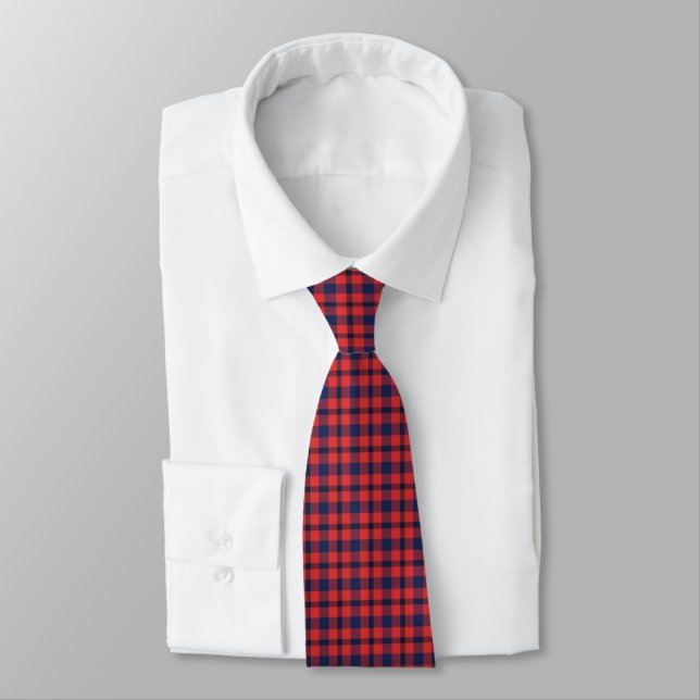 Gravata Xadrez Vermelho e Azul Masculino (Amarrado)