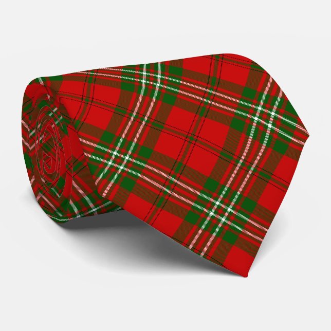 Gravata xadrez vermelho e verde tartan Scott (Rolled)