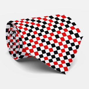 Gravata Xadrez Vermelho Preto e Branco