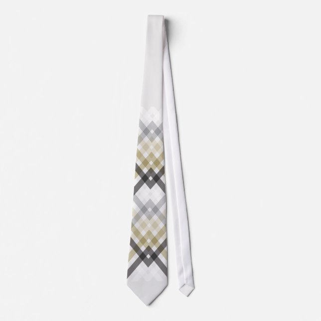 Gravata Xadrez Ziguezague Chevron Moderno e Elegante Preto (Frente)