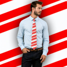 Gravata Xmas Candy Cane Diagonal Striped Tie (Vermelho e B
