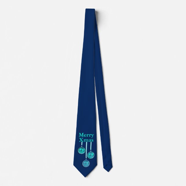 Gravata Xmas Tree Baubles azul-turquesa + suas ideias (Frente)