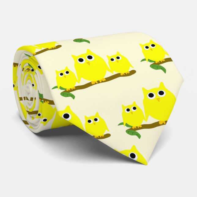 Gravata Yellow Owls Design Any Colour Background (Rolled)
