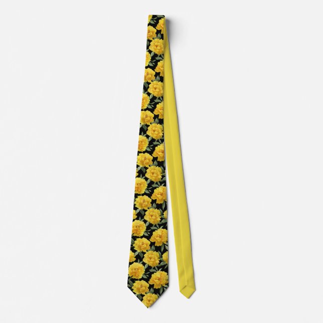 Gravata Yellow Peony Floral Pattern (Frente)