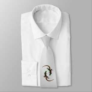 Gravata Yin Yang Lizards Silver
