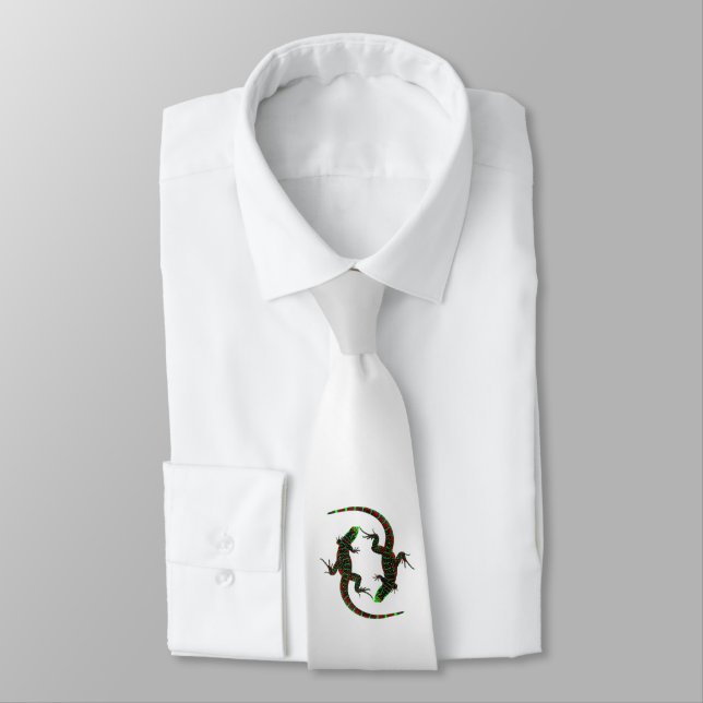 Gravata Yin Yang Lizards Silver (Amarrado)