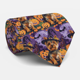 Gravata Yorkshire Terrier Dog Halloween Witée E Pumpkin