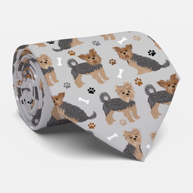 Gravata Yorkshire Terrier Paws e Bones Yorkie Dog (Rolled)