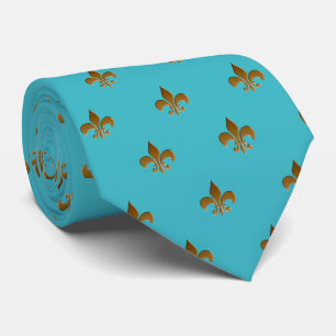 Gravata Zazzle flor de lis/água-marinha