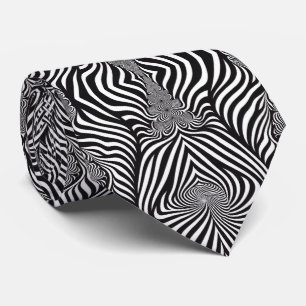 Gravata Zebra Abstrato P&B