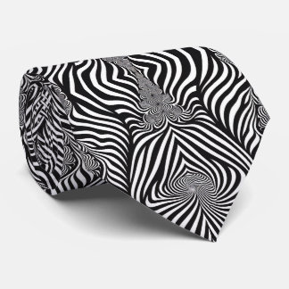 Gravata Zebra Abstrato P&B