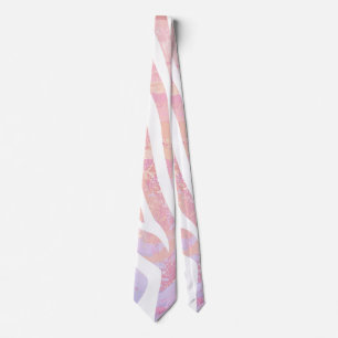 Gravata Zebra Rosa e Impressão branco