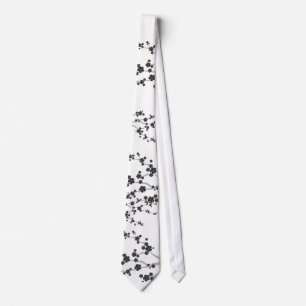 Gravata Zen oriental das flores pretas das flores de