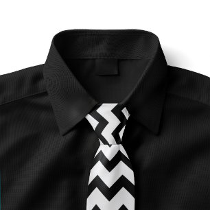 Gravata Zig Zag Branco e Preto Tie