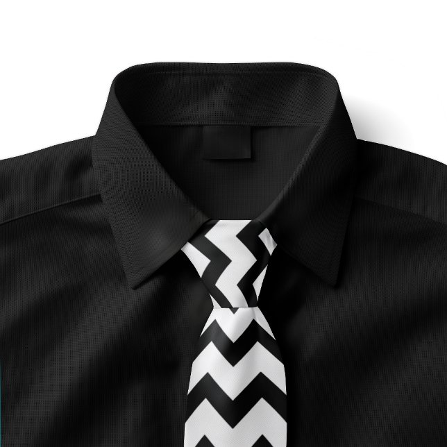 Gravata Zig Zag Branco e Preto Tie (Criador carregado)