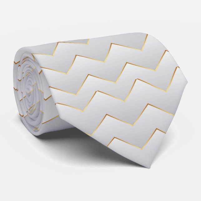 Gravata Zig Zag Chevron Dourado (Rolled)