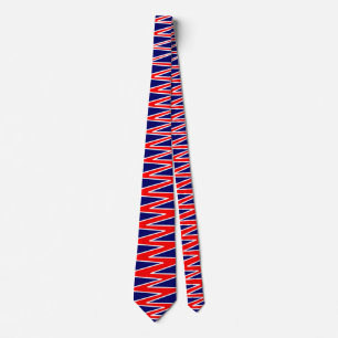 Gravata Zigzag - Vermelho e branco no azul escuro 000066