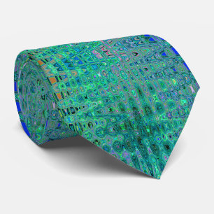 Gravata Zigzags Retrô Atômicos Verdes e Pretos Abstratos L
